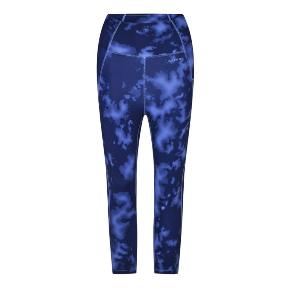 USA Pro Womens/Ladies Cropped Leggings / Navy Blue